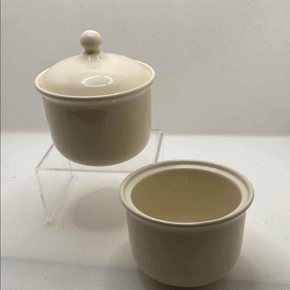 Crate&Barrel Cream Sugar Bowl with Lid and Bonus Sugar Bowl no lid